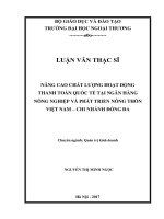 Luận văn Thạc sĩ Quản trị kinh doanh: Nâng cao chất lượng hoạt động thanh toán quốc tế tại Ngân hàng Nông nghiệp và phát triển nông thôn Việt Nam – chi nhánh Đống Đa