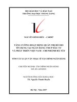 Tóm tắt luận văn Thạc sĩ Tài chính - Ngân hàng: Tăng cường hoạt động quản trị rủi ro tín dụng tại ngân hàng TMCP đầu tư và phát triển Việt Nam - chi nhánh Hà Tây