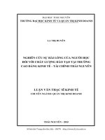 Luận văn Thạc sĩ Kinh tế: Nghiên cứu sự hài lòng của người học đối với chất lượng đào tạo tại trường Cao đẳng Kinh tế - Tài chính Thái Nguyên