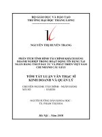 Tóm tắt luận văn Thạc sĩ Tài chính - Ngân hàng: Phân tích tình hình tài chính khách hàng doanh nghiệp trong hoạt động tín dụng tại Ngân hàng TMCP đầu tư và phát triển Việt Nam chi nhánh Cầu Giấy