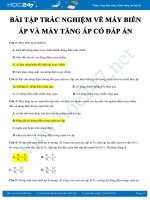 Bài tập trắc nghiệm về Máy biến áp và máy tăng áp môn Vật lý 12 có đáp án