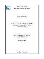 Quản lý nhà nước về giảm nghèo trên địa bàn huyện sa thầy, tỉnh kon tum 