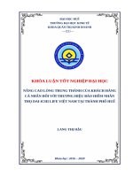 Nâng cao lòng trung thành của khách hàng cá nhân đối với thương hiệu bảo hiểm dai – ichi life – chi nhánh huế 