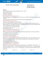 Bộ đề thi HK1 môn Lịch sử 12 năm 2020 có đáp án Trường THPT Trương Định