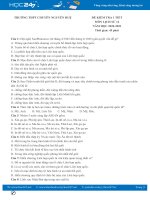 Đề kiểm tra 1 tiết môn Lịch sử 12 năm 2020 Trường THPT Chuyên Nguyễn Huệ