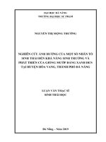 Nghiên cứu ảnh hưởng của một số nhân tố sinh thái đến khả năng sinh trưởng và phát triển của giống mướp đắng xanh đen tại huyện hòa vang, thành phố đà nẵng  