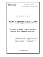 Một số giải pháp nâng cao chất lượng dịch vụ ăn uống tại nhà hàng Kỳ Hòa 2