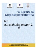 Bài giảng Hướng dẫn đào tạo cán bộ chủ chốt hợp tác xã – Bài 12: Quản trị tài chính trong hợp tác xã