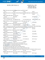 Đề kiểm tra 1 tiết môn Hóa học 12 năm 2020 Trường THPT Thuận An