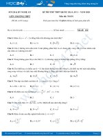 Đề thi thử THPT QG năm 2020 môn Toán có đáp án Sở GD & ĐT Nghệ An lần 1