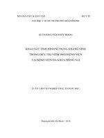 Khảo sát tình hình sử dụng kháng sinh trong điều trị viêm phổi bệnh viện tại bệnh viện đa khoa đồng nai 