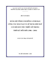 Đảng bộ tỉnh lâm đồng lãnh đạo công tác đào tạo và sử dụng đội ngũ cán bộ dân tộc thiểu số trong thời kỳ đổi mới (1986   2010)     