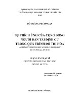 Sự thích ứng của cộng đồng người dân tái định cư trong quá trình đô thị hóa (nghiên cứu trường hợp  người dân tái định cư ở p  an phú, q 2, tp  hcm)    luận thạc sĩ  60 22 70  