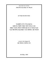 Nghiên cứu ứng dụng khung nhìn thực để nâng cao hiệu năng phần mềm quản lý đào tạo tại trường đại học tài chính   kế toán     