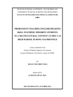 Problems in teaching english speaking skill to ethnic minority students in a multicultural context at dieu cai high school in dong nai province    m a   60 14 10  
