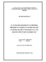 Tư tưởng hồ chí minh về tự phê bình, phê bình và ý nghĩa của nó đối với việc tu dưỡng đạo đức cách mạng của cán bộ đảng viên ở việt nam hiện nay    luận văn  