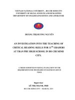 An investigation into the teaching of critical reading skills for 11th graders at tran phu high school in ho chi minh city   a thesis submitted in partial fulfillment of the requirements for the degree 