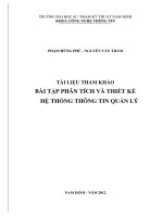 Bài tập Phân tích và thiết kế hệ thống thông tin quản lý: Phần 1 - ĐH Sư Phạm Kỹ Thuật Nam Định
