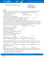 Bộ đề thi HK1 môn Hóa học 12 năm 2020 có đáp án Trường THPT Trần Đại Nghĩa