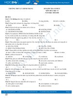 Bộ 3 đề kiểm tra 45 phút môn Hóa 12 năm 2020 có đáp án Trường THPT Lý Chính Thắng