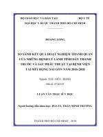 So sánh kết quả hoạt nghiệm thanh quản của những bệnh lý lành tính dây thanh trước và sau phẫu thuật tại bệnh viện tai mũi họng sài gòn năm 2016 2018 