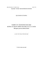 Nghiên cứu thành phần hoá học hướng tác dụng chống oxy hóa của lá cà dăm mitragyna speciosa (korth ) havil  