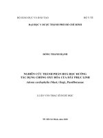 Nghiên cứu thành phần hoá học hướng tác dụng chống oxy hóa của dây phục linh adenia cardiophylla (mast ) engl , passifloraceae 