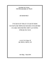 Ứng dụng kỹ thuật cây quyết định xây dựng hệ thống dự báo khả năng bỏ học của học sinh trường thpt vạn tường tỉnh quảng ngãi 