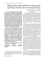 Đánh giá độ mạnh mật khẩu sử dụng ngôn ngữ tiếng Việt dựa trên ước lượng entropy