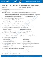 Đề kiểm tra HK2 môn Công Nghệ 12 có đáp án hướng dẫn trường THPT Lương Hòa