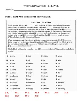 WRITING PRACTICE B1
