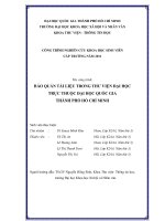 Bảo quản tài liệu trong thư viện đại học trực thuộc đại học quốc gia thành phố hồ chí minh    