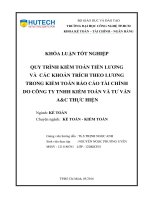 Quy trình kiểm toán tiền lương và các khoản trích theo lương trong kiểm toán báo cáo tài chính cho Công ty TNHH Kiểm toán và Tư vấn AvàC thực hiện