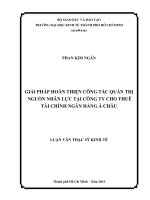 Luận văn Thạc sĩ Kinh tế: Giải pháp hoàn thiện công tác quản trị nhân sự tại Công ty cho thuê tài chính Ngân hàng Á Châu
