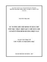 Tư tưởng hồ chí minh về dân chủ với việc thực hiện quy chế dân chủ cơ sở ở bình dương hiện nay     