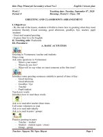 giáo án tiếng anh lớp 3 năm học 2020  2021 e3  week 1 