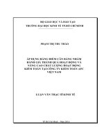Luận văn thạc sĩ kế toán kiểm toán (FULL) áp dụng bảng điểm cân bằng nhằm đánh giá thành quả hoạt động và nâng cao chất lượng hoạt động