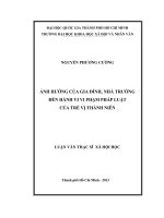 Ảnh hưởng của gia đình, nhà trường đến hành vi vi phạm pháp luật của trẻ vị thành niên (nghiên cứu trường hợp tại tp  hồ chí minh)     