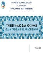 Bài giảng Quản trị quan hệ khách hàng: Chương mở đầu - ĐH Kinh tế Quốc dân