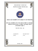 Báo cáo khoa học cấp trường: Nghiên cứu ứng dụng PHP và MySQL trong giảng dạy và học tập học phần cơ sở dữ liệu 2
