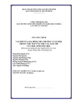 Vai trò của gia đình, nhà trường và xã hội trong việc đáp ứng nhu cầu giải trí của học sinh tiểu học (điển cứu tại trường tiểu học nguyễn huệ và trường tiểu học lê lợi, huyện thống nhất, tỉnh đồng nai)  