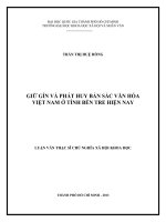 Giữ gìn và phát huy bản sắc văn hóa dân tộc việt nam ở tỉnh bến tre hiện nay     