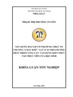 Xây dựng bài tập có nội dung thực tế chương “chất khí” – vật lí 10 theo hướng phát triển năng lực vận dụng kiến thức vào thực tiễn của học sinh 