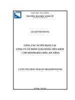 CÔNG tác TUYỂN DỤNG tại CÔNG TY cổ PHẦN GIAO HÀNG TIẾT KIỆM – CHI NHÁNH hải CHÂU, đà NẴNG