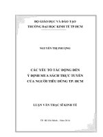 Luận văn Thạc sĩ Kinh tế: Các yếu tố tác động đến ý định mua sách trực tuyến của người tiêu dùng TP. HCM