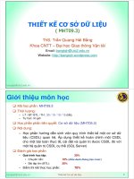 Bài giảng Thiết kế cơ sở dữ liệu: Chương mở đầu - ThS. Trần Quang Hải Bằng