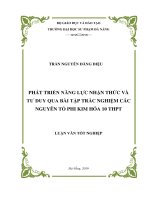 Phát triển năng lực nhận thức và tư duy qua bài tập trắc nghiệm các nguyên tố phi kim hóa học 10 ở THPT 