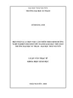 BIỆN PHÁP lựa CHỌN VIỆC làm THÊM THEO ĐỊNH HƯỚNG NGHỀ NGHIỆP CHO SINH VIÊN NGÀNH GIÁO dục THỂ CHẤT TRƯỜNG đại học sư PHẠM – đại học THÁI NGUYÊN