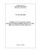 Nghiên cứu ứng dụng chủng bacillus licheniformis TT01 xử lý mùi hôi tại chuồng nuôi chim cút 