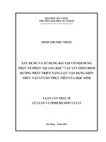 Xây dựng và sử dụng bài tập có nội dung thực tế phần “quang học” vật lí 9 theo định hướng phát triển năng lực vận dụng kiến thức vật lí vào thực tiễn của học sinh 